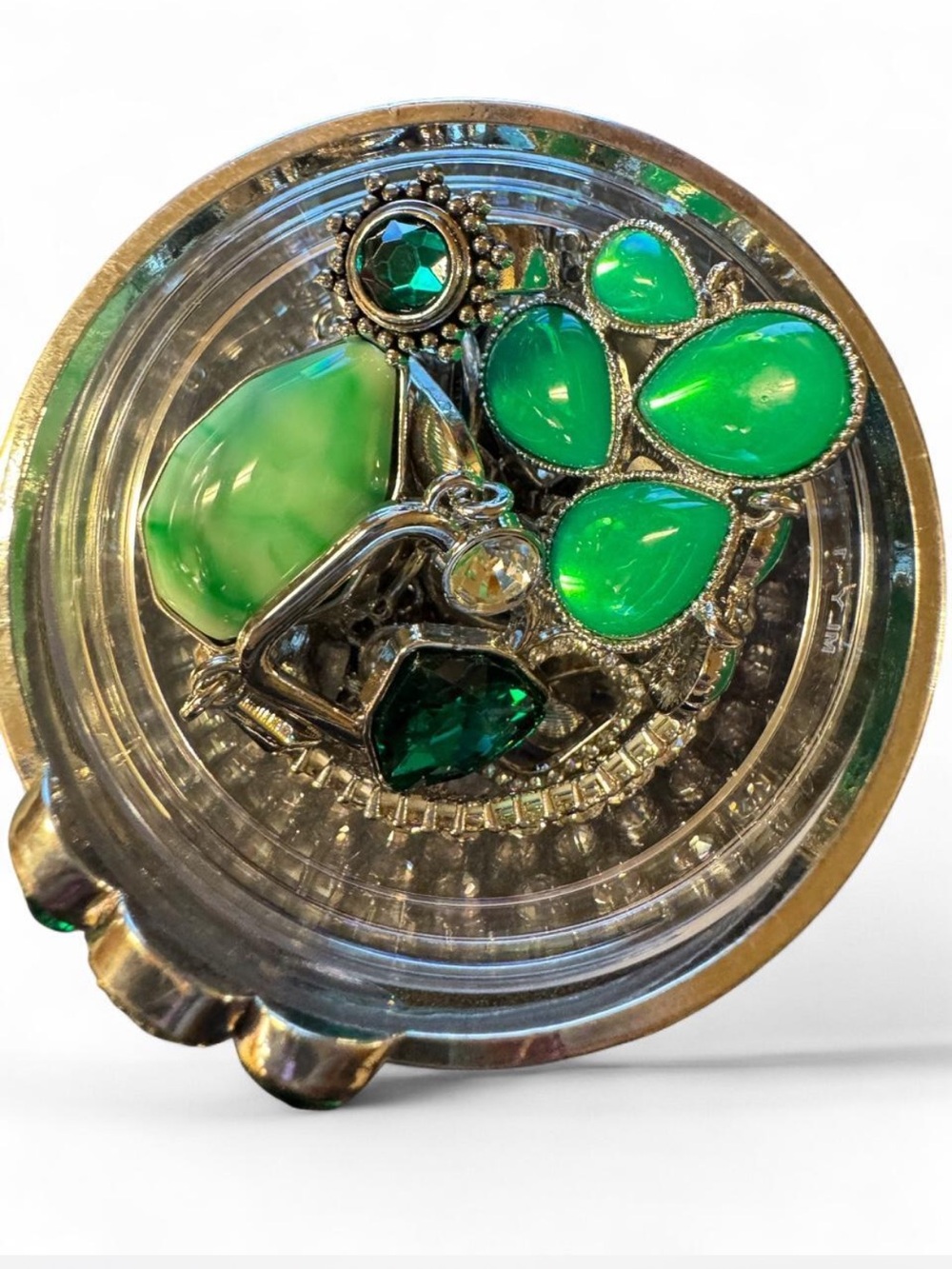 Beautiful Silver Tone Jewelry Jar